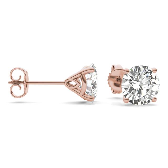 3.20 CTW DEW Round Forever One Moissanite Signature Martini Stud Earrings in 14K Rose Gold