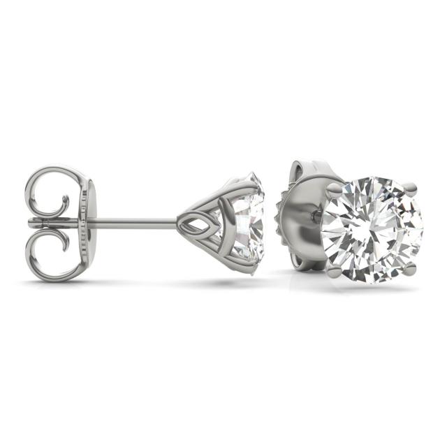 3.84 CTW DEW Round Forever One Moissanite Signature Martini Stud Earrings in 14K White Gold