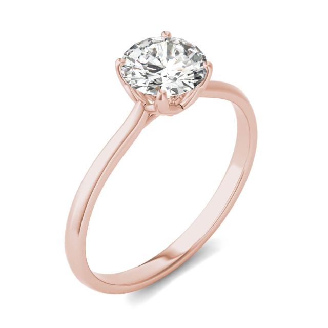 1.05 CTW DEW Round Forever One Moissanite Signature Four Prong Solitaire Ring in 14K Rose Gold