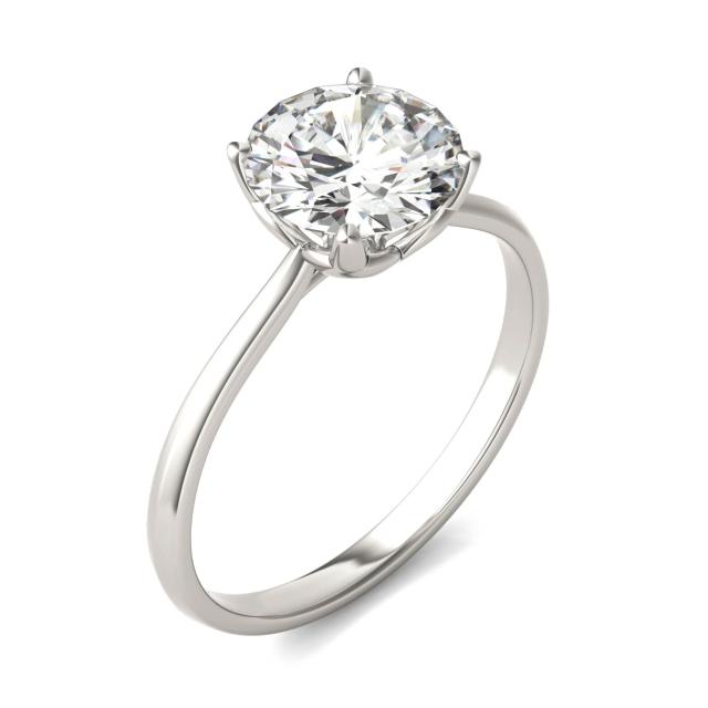 1.93 CTW DEW Round Forever One Moissanite Signature Four Prong Solitaire Ring in 14K White Gold