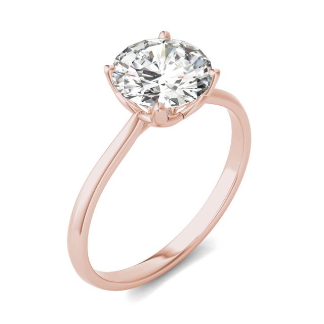 1.93 CTW DEW Round Forever One Moissanite Signature Four Prong Solitaire Ring in 14K Rose Gold