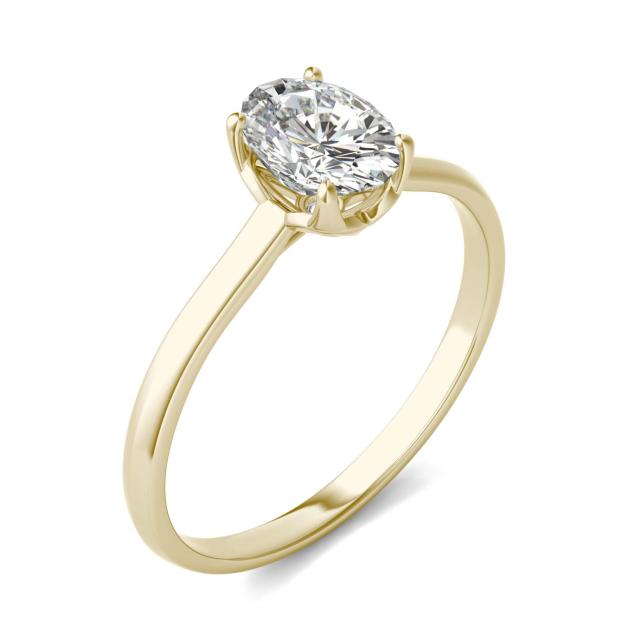 0.91 CTW DEW Oval Forever One Moissanite Signature Solitaire Ring in 14K Yellow Gold