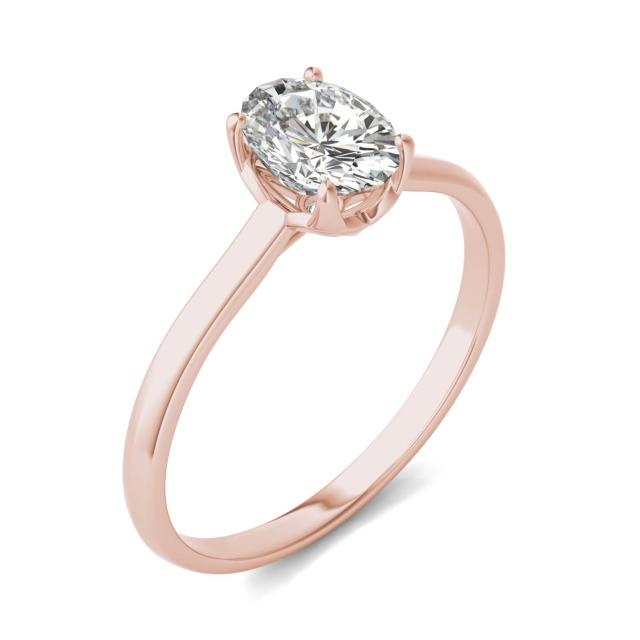 0.91 CTW DEW Oval Forever One Moissanite Signature Solitaire Ring in 14K Rose Gold
