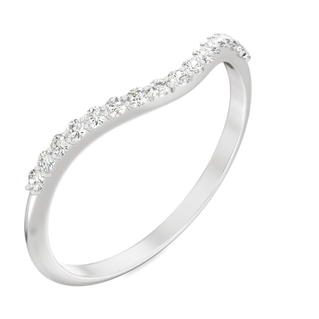 0.17 CTW DEW Round Forever One Moissanite Signature Curved Band Ring in 14K White Gold