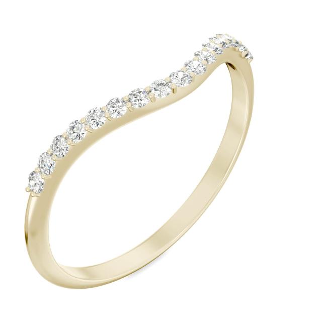 0.17 CTW DEW Round Forever One Moissanite Signature Curved Band Ring in 14K Yellow Gold