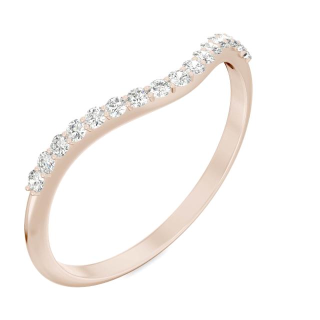 0.17 CTW DEW Round Forever One Moissanite Signature Curved Band Ring in 14K Rose Gold