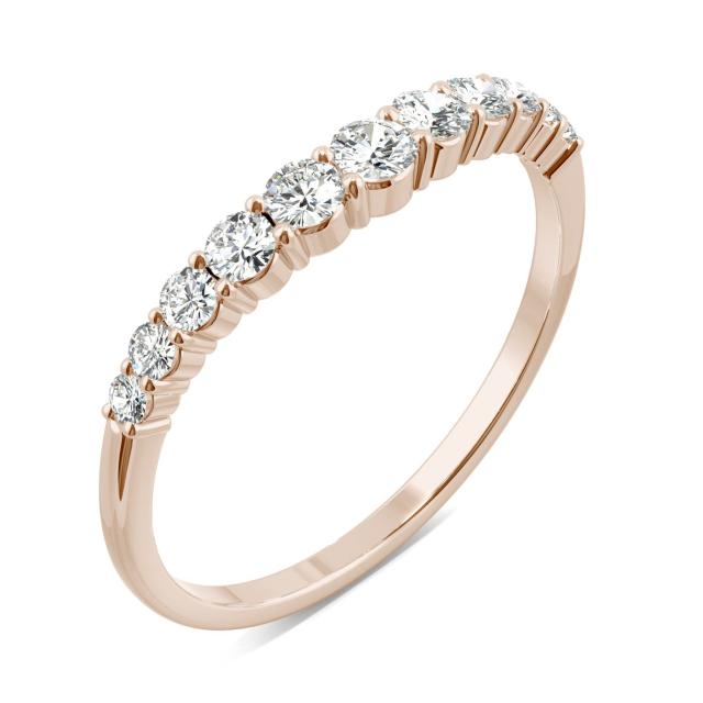 0.36 CTW DEW Round Forever One Moissanite Petite Curved Graduated Wedding Ring in 14K Rose Gold