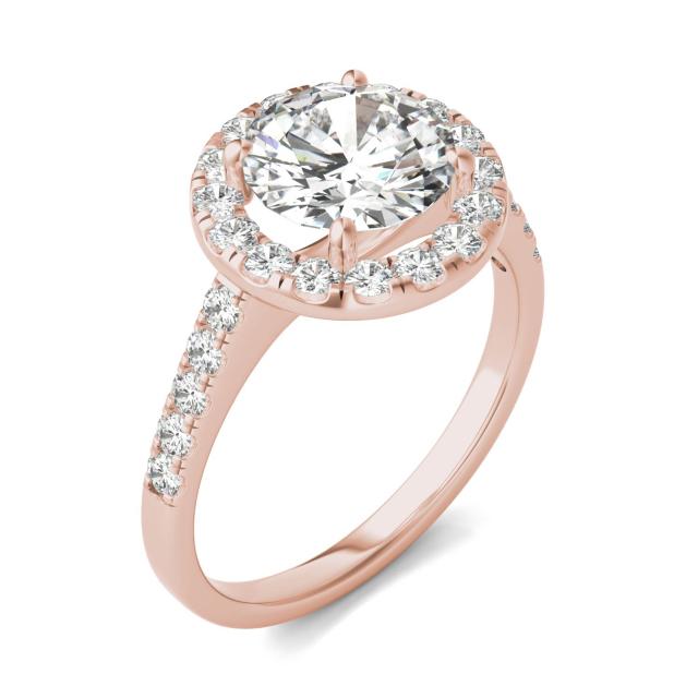 2.48 CTW DEW Round Forever One Moissanite Halo Engagement Ring 14K Rose Gold