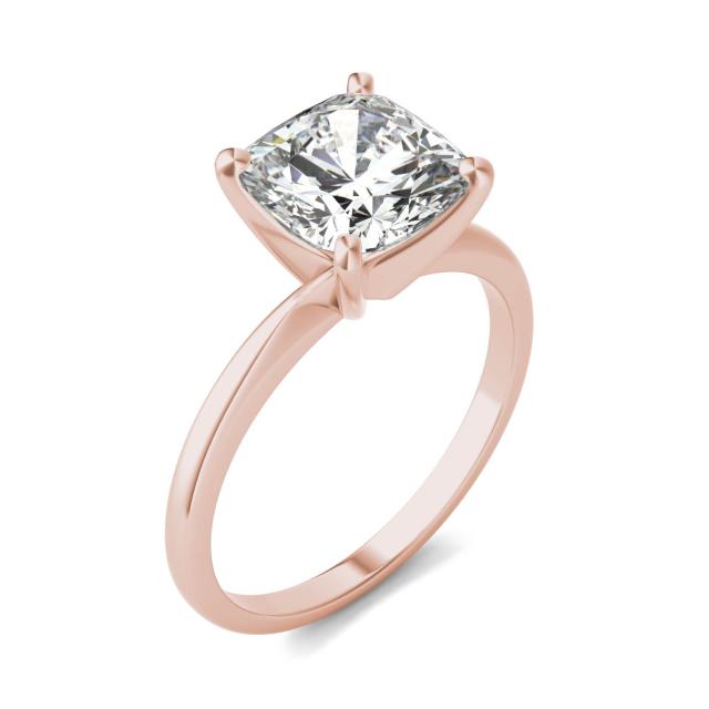 2.40 CTW DEW Cushion Forever One Moissanite Four Prong Solitaire Engagement Ring in 14K Rose Gold