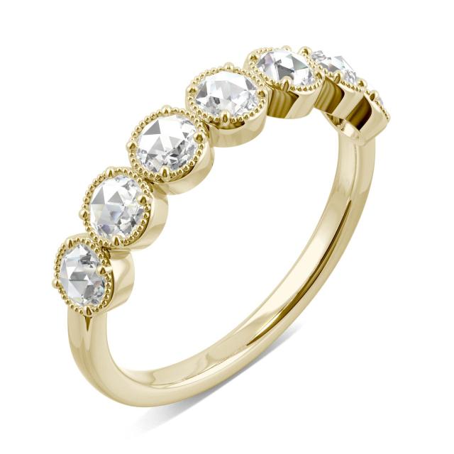 0.49 CTW DEW Round Forever One Moissanite Seven Stone Milgrain Band in 14K Yellow Gold