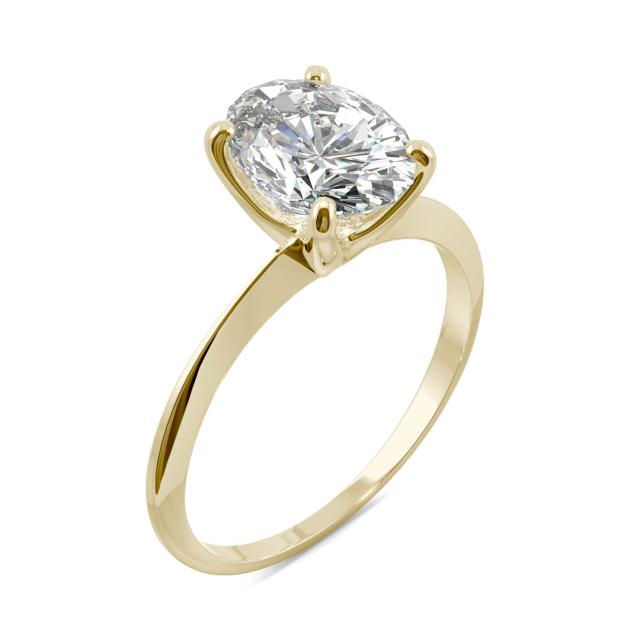 2.10 CTW DEW Oval Forever One Moissanite Classic Solitaire Ring in 14K Yellow Gold
