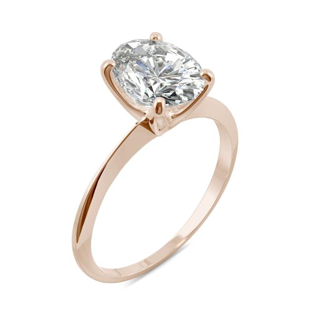 2.10 CTW DEW Oval Forever One Moissanite Classic Solitaire Ring in 14K Rose Gold