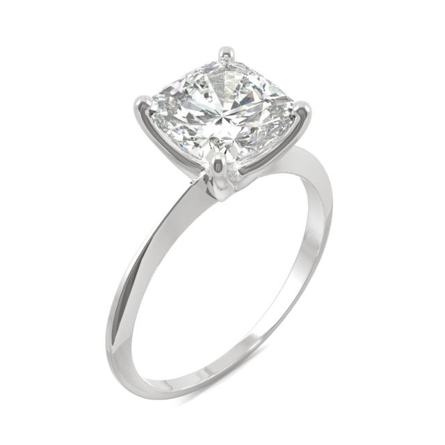 2.28 CTW DEW Cushion Forever One Moissanite Classic Solitaire Ring in 14K White Gold
