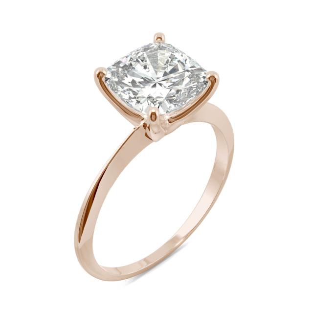 2.28 CTW DEW Cushion Forever One Moissanite Classic Solitaire Ring in 14K Rose Gold