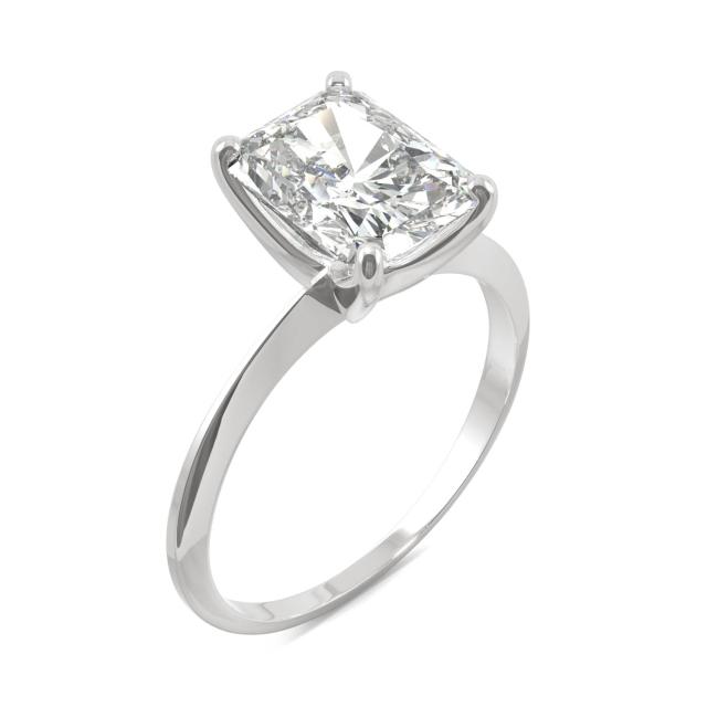 2.70 CTW DEW Radiant Forever One Moissanite Classic Solitaire Ring in 14K White Gold