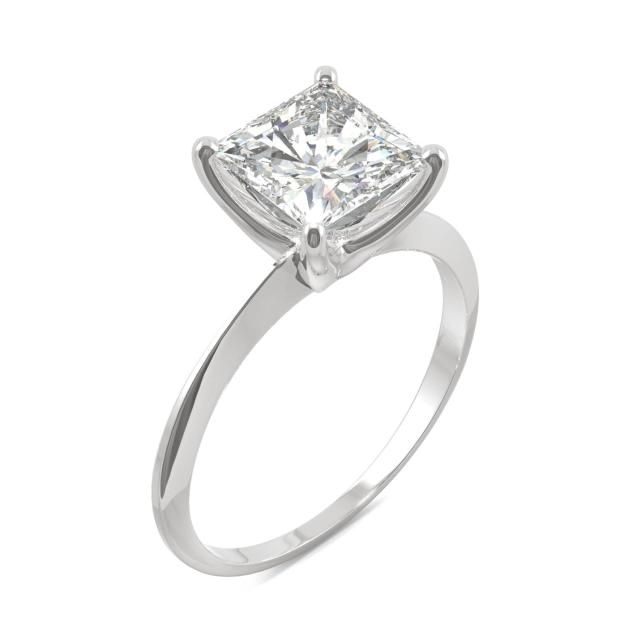 1.92 CTW DEW Princess Forever One Moissanite Classic Solitaire Ring in 14K White Gold