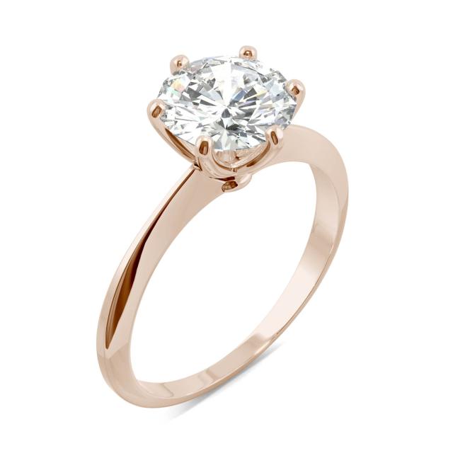 1.92 CTW DEW Round Forever One Moissanite Six Prong Solitaire Ring in 14K Rose Gold