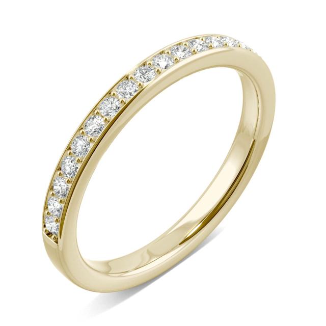 0.29 CTW DEW Round Forever One Moissanite Channel Bead Set Wedding Band in 14K Yellow Gold