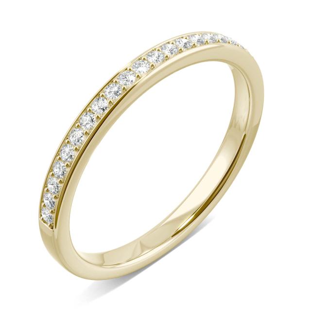 0.18 CTW DEW Round Forever One Moissanite Channel Bead Set Wedding Band in 14K Yellow Gold