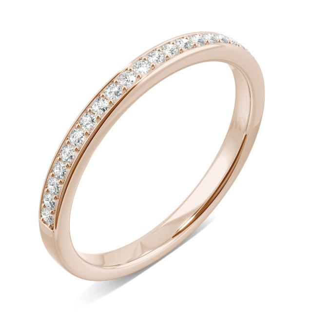 0.18 CTW DEW Round Forever One Moissanite Channel Bead Set Wedding Band in 14K Rose Gold