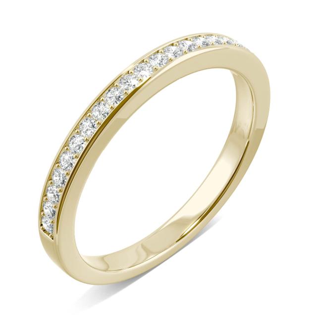 0.22 CTW DEW Round Forever One Moissanite Channel Bead Set Wedding Band in 14K Yellow Gold