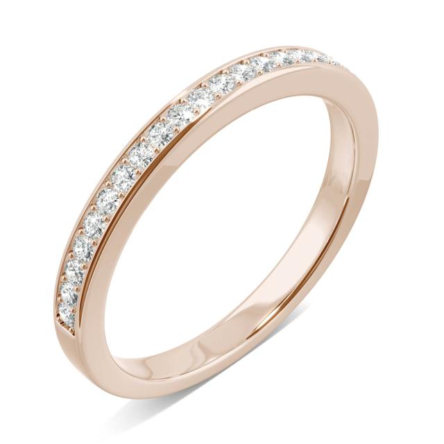 0.22 CTW DEW Round Forever One Moissanite Channel Bead Set Wedding Band in 14K Rose Gold