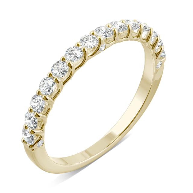0.45 CTW DEW Round Forever One Moissanite Trellis Wedding Band in 14K Yellow Gold