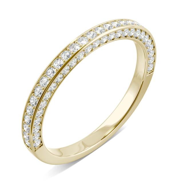 0.62 CTW DEW Round Forever One Moissanite Three Side Accented Band in 14K Yellow Gold