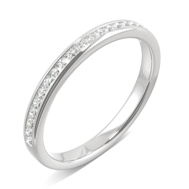 0.19 CTW DEW Round Forever One Moissanite Channel Set Wedding Band in 14K White Gold