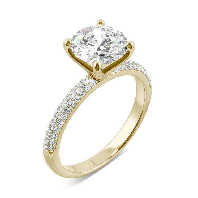 2.27 CTW DEW Round Forever One Moissanite Pave Engagement Ring in 14K Yellow Gold