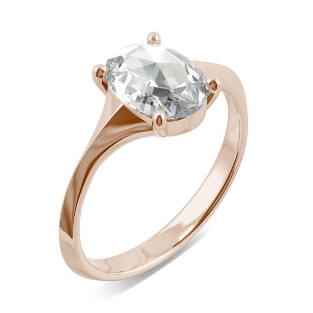 1.10 CTW DEW Oval Forever One Moissanite Solitaire Ring in 14K Rose Gold