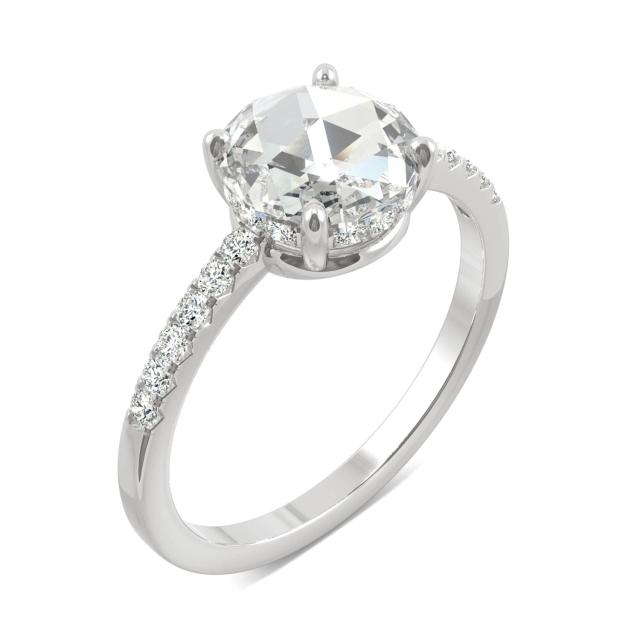 1.54 CTW DEW Round Forever One Moissanite Engagement with Hidden Accents Ring in 14K White Gold