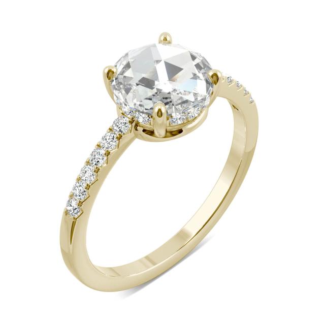 1.54 CTW DEW Round Forever One Moissanite Engagement with Hidden Accents Ring in 14K Yellow Gold