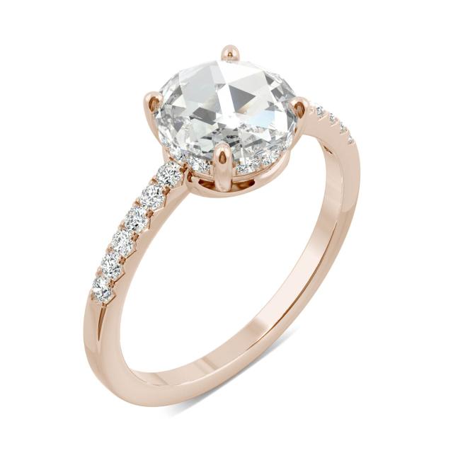1.54 CTW DEW Round Forever One Moissanite Engagement with Hidden Accents Ring in 14K Rose Gold