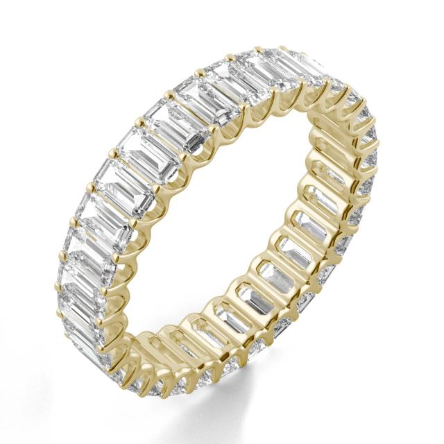2.90 CTW DEW Emerald Forever One Moissanite Eternity Band in 14K Yellow Gold