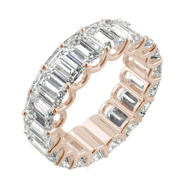 10.44 CTW DEW Emerald Forever One Moissanite Eternity Band in 14K Rose Gold