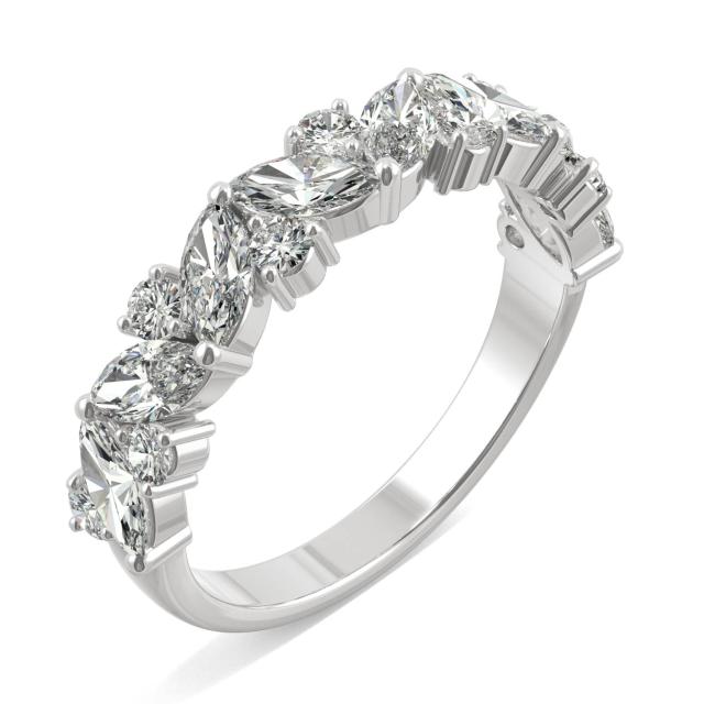 1.31 CTW DEW Marquise Forever One Moissanite Accented Anniversary Band in 14K White Gold