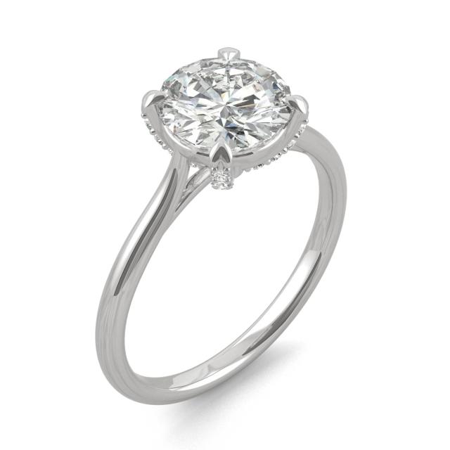 2.06 CTW DEW Round Forever One Moissanite Solitaire with Gallery Accents Engagement Ring in Platinum