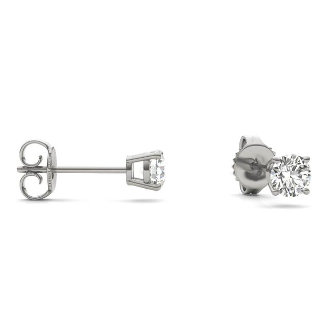 1/2 CTW Round Caydia Lab Grown Diamond Four Prong Stud Earrings 14K White Gold
