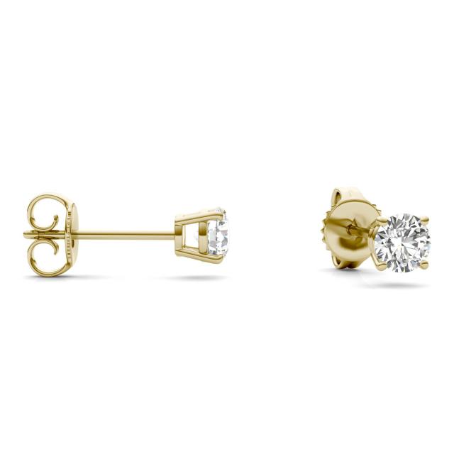 1/2 CTW Round Caydia Lab Grown Diamond Four Prong Stud Earrings 14K Yellow Gold