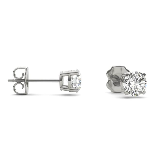 1 CTW Round Caydia Lab Grown Diamond Four Prong Stud Earrings 14K White Gold