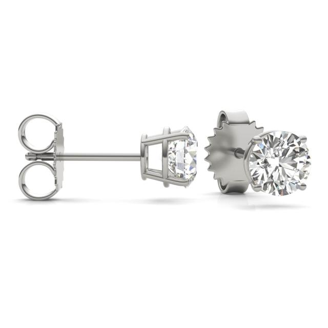 1 1/2 CTW Round Caydia Lab Grown Diamond Four Prong Stud Earrings 18K White Gold