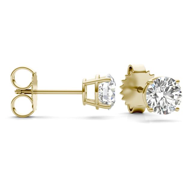 1 1/2 CTW Round Caydia Lab Grown Diamond Four Prong Stud Earrings 14K Yellow Gold