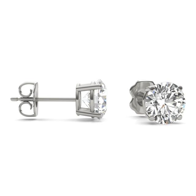 2 CTW Round Caydia Lab Grown Diamond Four Prong Solitaire Stud Earrings 14K  White Gold