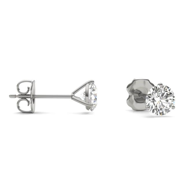 1 CTW Round Caydia Lab Grown Diamond Three Prong Martini Solitaire Stud Earrings 14K White Gold