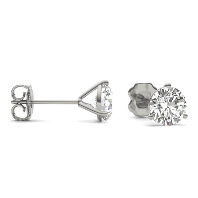 1 1/2 CTW Round Caydia Lab Grown Diamond Three Prong Martini Solitaire Stud Earrings 14K White Gold