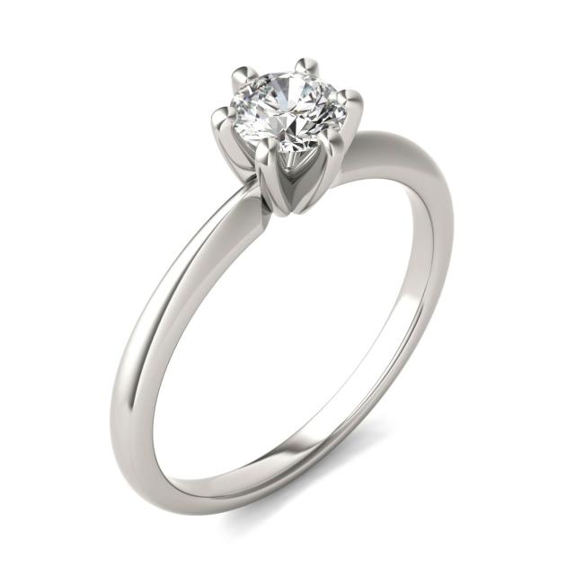 1/2 CTW Round Caydia Lab Grown Diamond Six Prong Solitaire Engagement Ring 14K White Gold