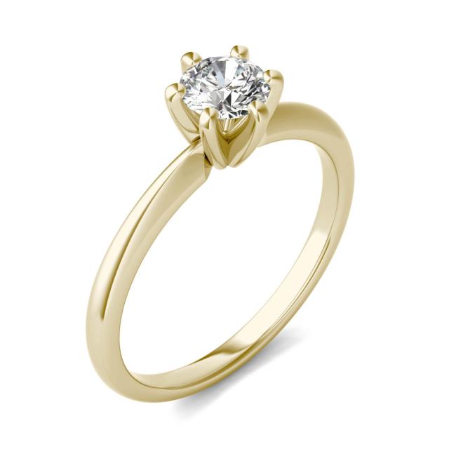 1/2 CTW Round Caydia Lab Grown Diamond Six Prong Solitaire Engagement Ring 14K Yellow Gold