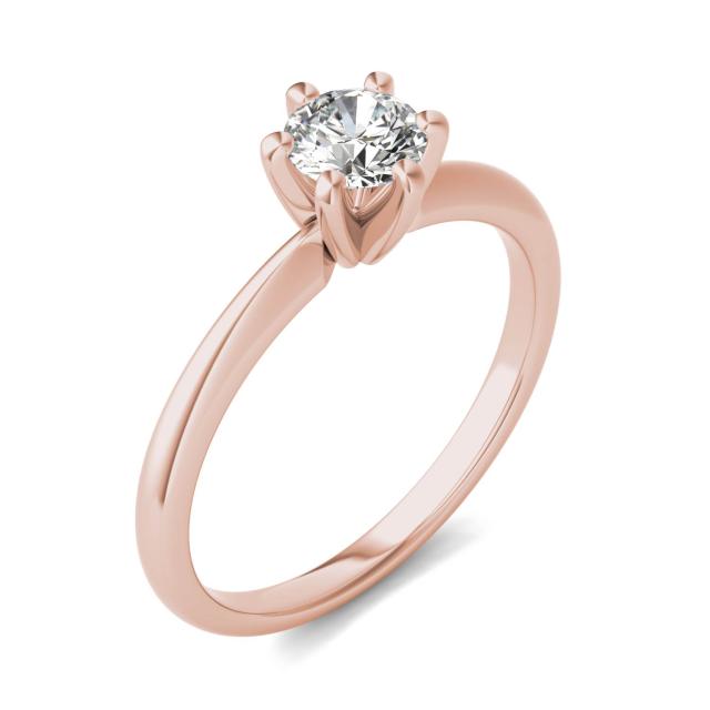 1/2 CTW Round Caydia Lab Grown Diamond Six Prong Solitaire Engagement Ring 14K Rose Gold
