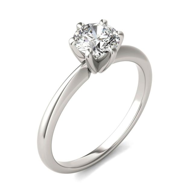 3/4 CTW Round Caydia Lab Grown Diamond Six Prong Solitaire Engagement Ring 14K White Gold